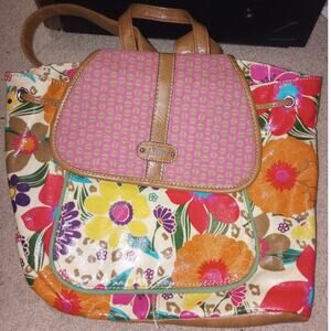 Plum Brand Floral Backpack Purse Bag